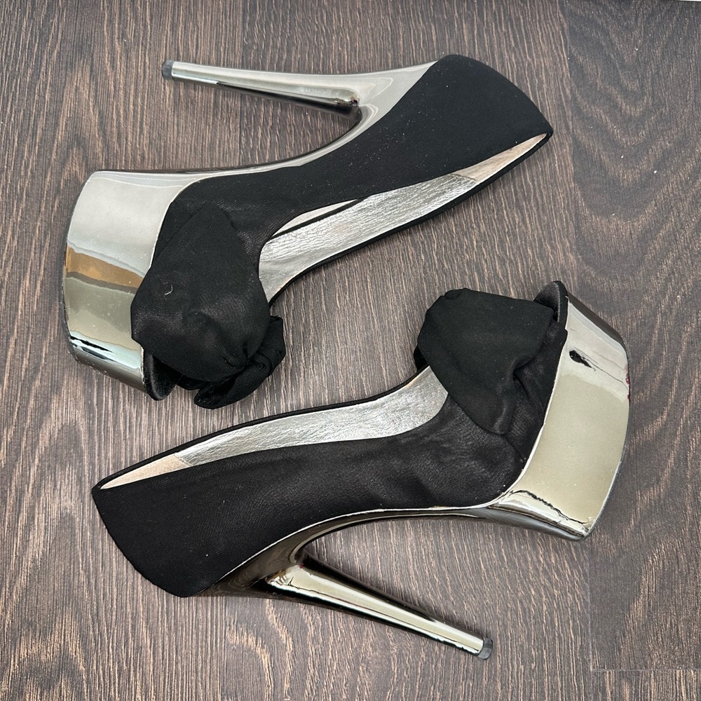 Black and Mirrored Women's Heels
